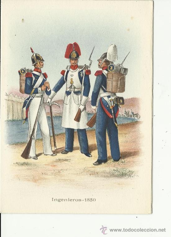 Postales: Postal diptico ingenieros 1850 - Foto 1