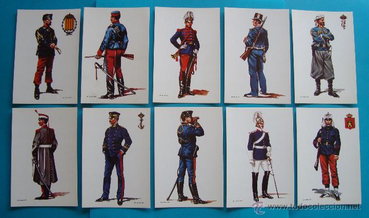 Postales: POSTALES DE UNIFORMES MILITARES ESPAÑOLES 1850 1900 EDICION 1979, 35 POSTALES - Foto 2 - 45660086