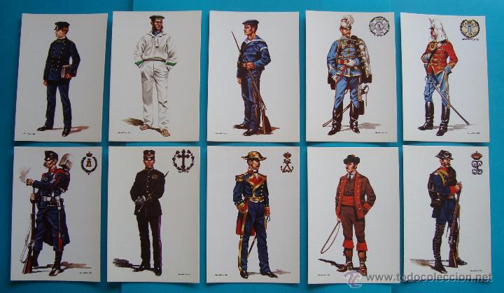 Postales: POSTALES DE UNIFORMES MILITARES ESPAÑOLES 1850 1900 EDICION 1979, 35 POSTALES - Foto 3 - 45660086