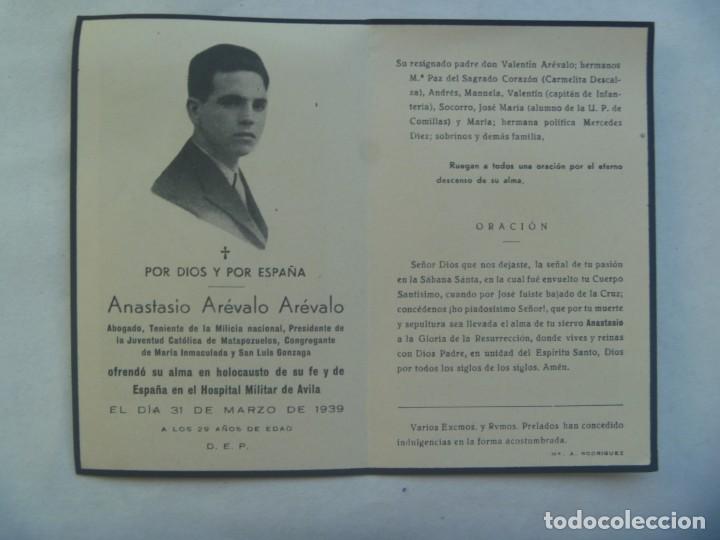Postales: GUERRA CIVIL: RECORDATORIO MILICIANO NACIONAL, CAIDO POR DIOS Y ESPA&Ntilde;A, AVILA 1939. UN DIA ANTES FIN