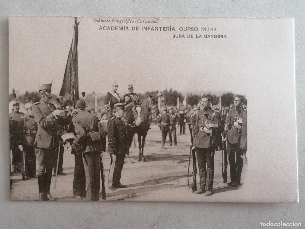 Postales: POSTAL, ACADEMIA DE INFANTERIA, GABINETE FOTOGRAFICO CURSO 1913-14, JURA DE LA BANDERA