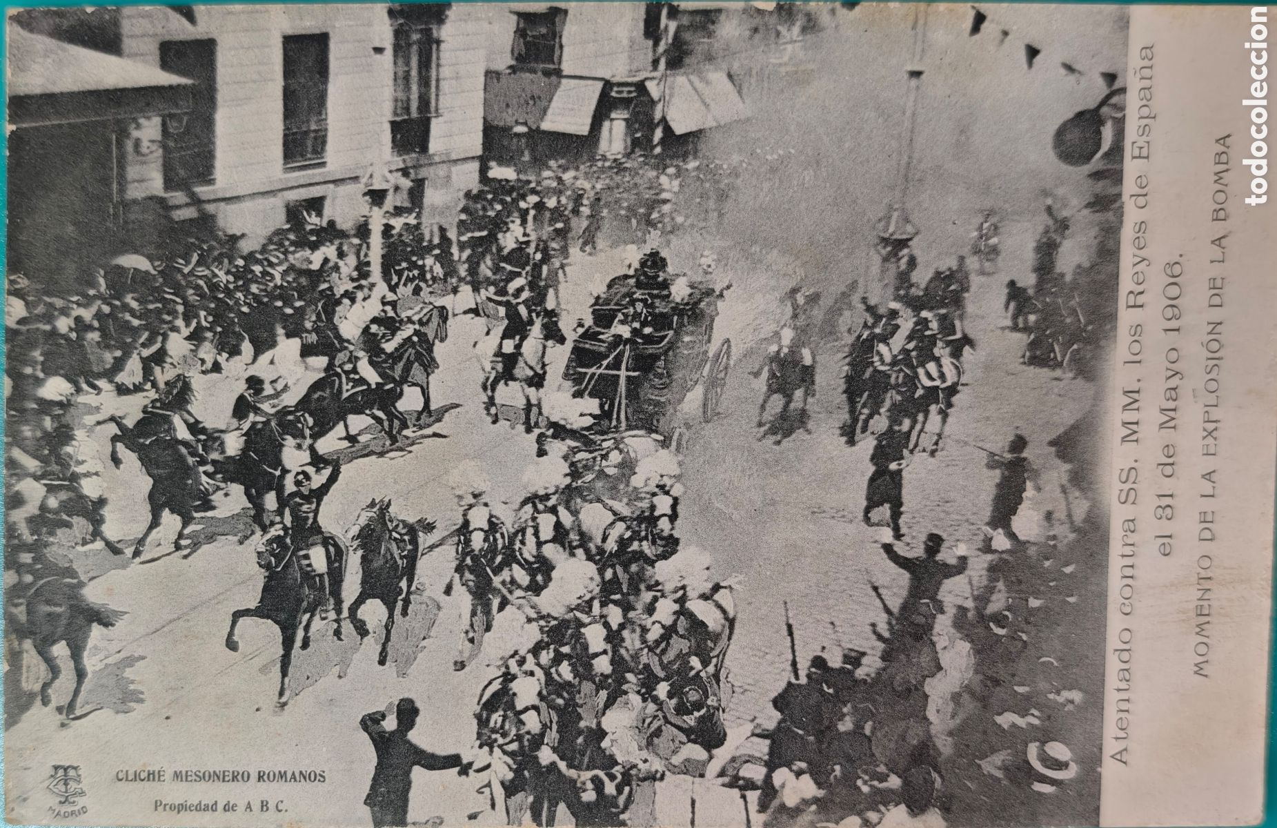 Postales: Postal antigua Atentado contra los Reyes de Espa&ntilde;a 31 mayo 1906 &ndash; Boda Alfonso XIII &ndash;