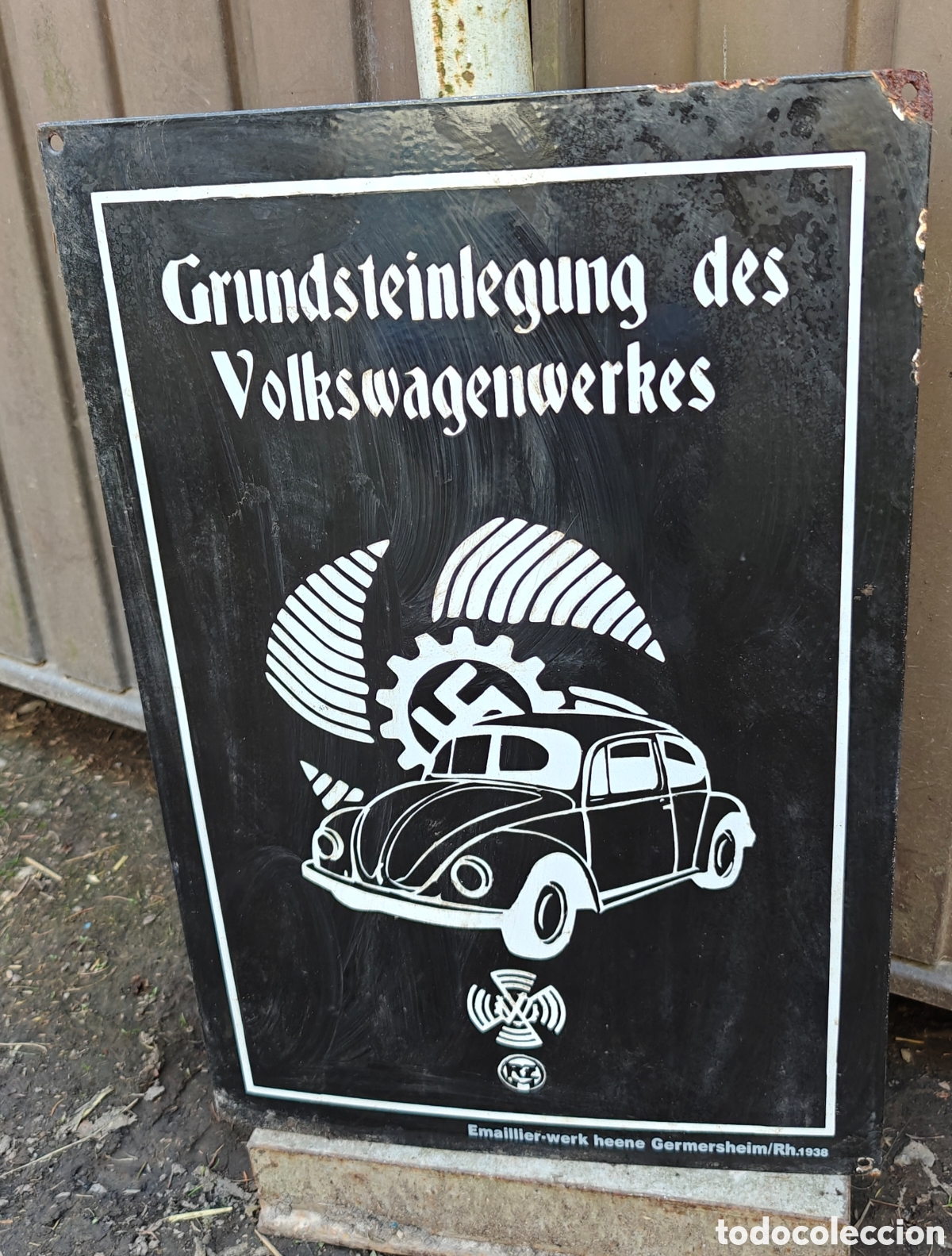 Postales: Enamel sign volkswagen beetle ww2 german 50 cm x33,5 cm