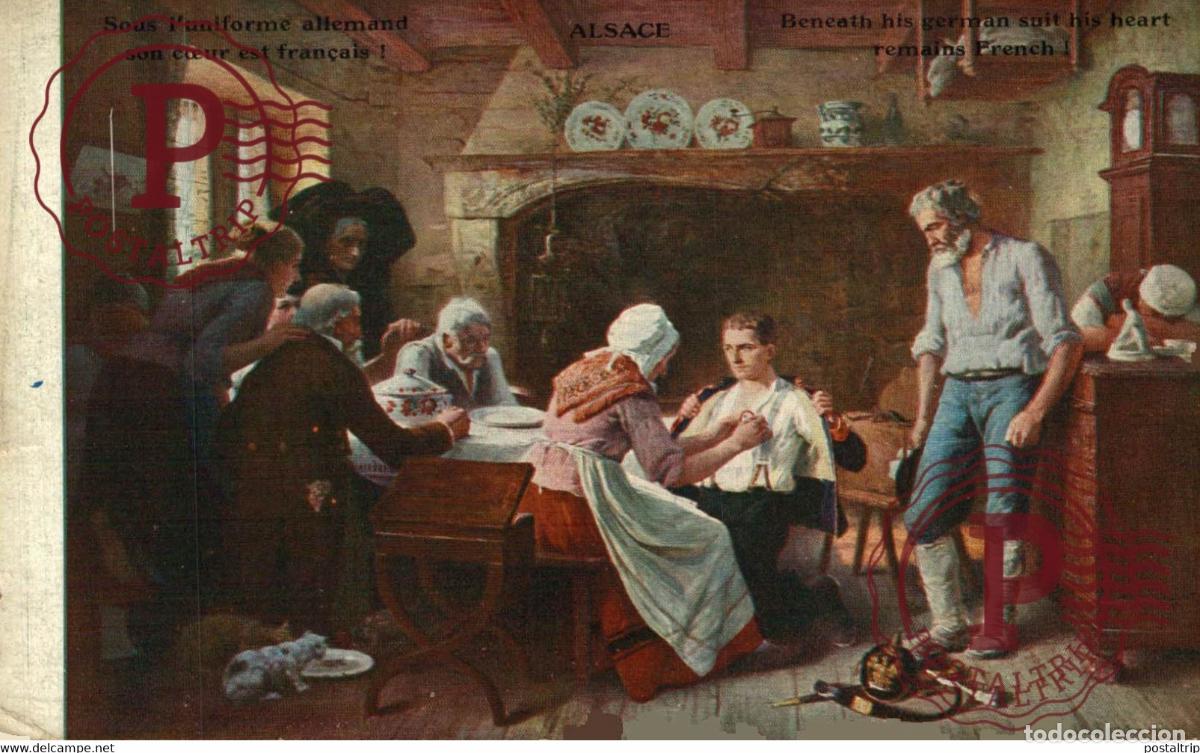 Postales: ALSACE SOUS LUNIFORME ALLEMAND SON COEUR EST FRAN&Ccedil;AIS! ILLUSTRATION