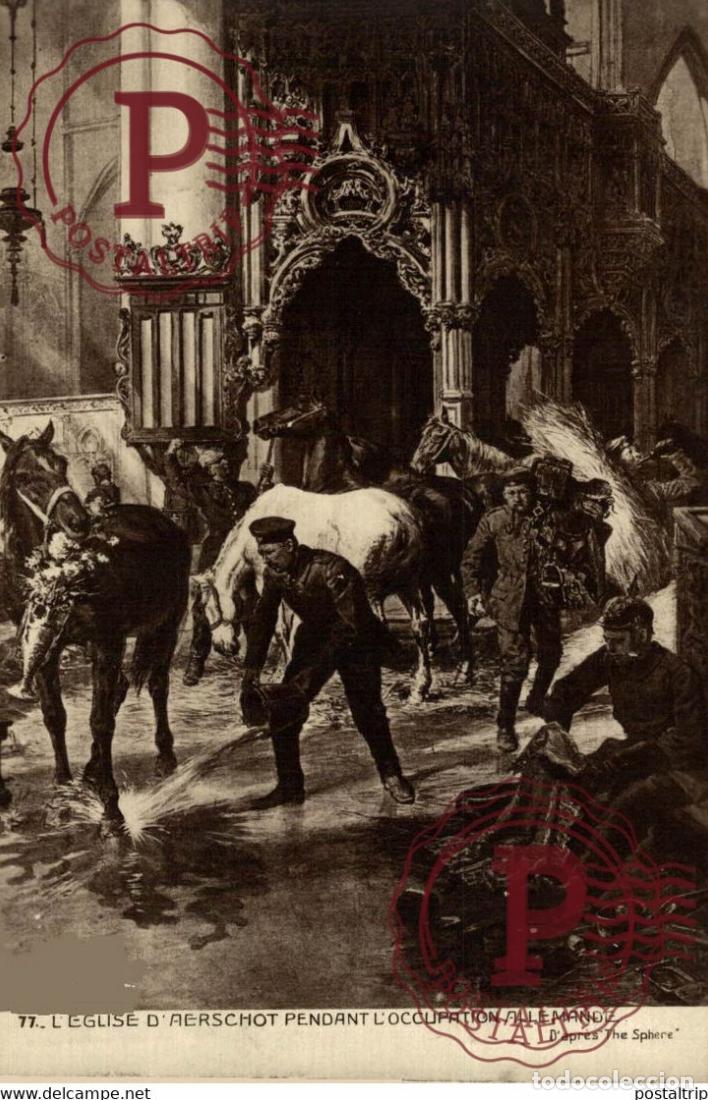 Cartes Postales: LEGLISE DAERSCHOT PENDANT LOCCUPATION ALLEMANDE . DAPR&Eacute;S THE SPHERE MILITAIRE GUERRE WAR