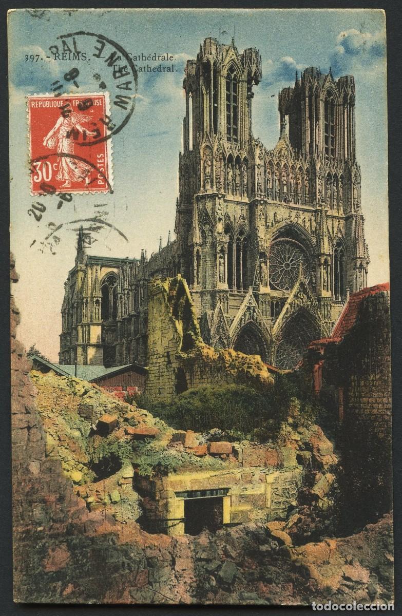 Postkarten: TARJETA POSTAL, LA GRAN GUERRA, LA RUINAS CATEDRAL REIMS, FRANCIA