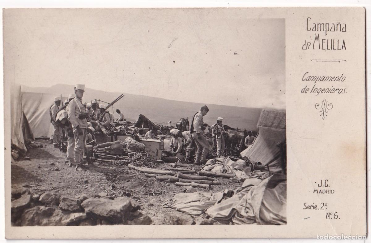 Postales: CAMPA&Ntilde;A DE MELILLA. DETALLE DEL CAMPAMENTO DE INGENIEROS (J. C. SERIE 2 N&ordm; 6 ) FOTOGR&Aacute;FICA