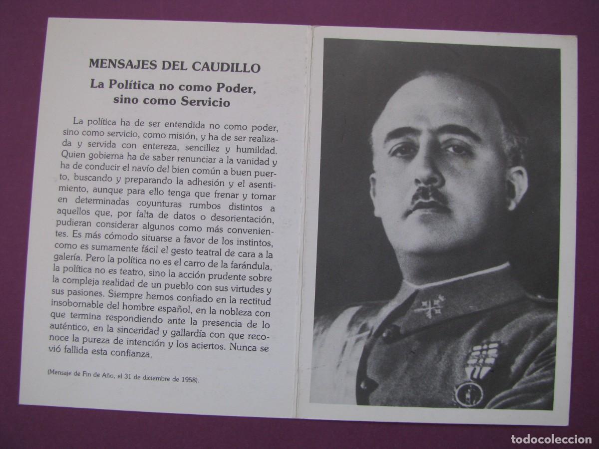 Postales: RECORDATORIO XVIII ANIVERSARIO MUERTE DEL CAUDILLO Y GENERALISIMO FRANCISCO FRANCO . 1993