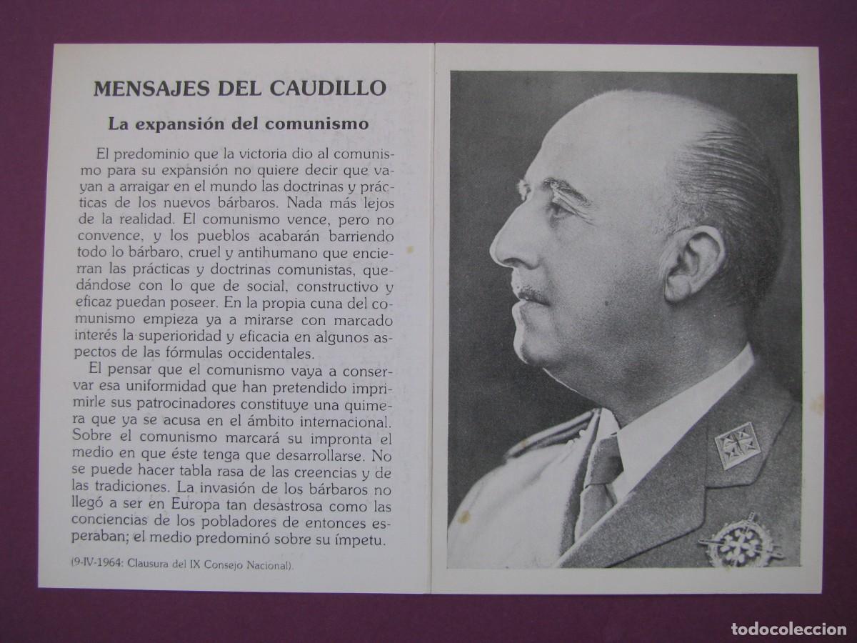 Postales: RECORDATORIO XV ANIVERSARIO MUERTE DEL CAUDILLO Y GENERALISIMO FRANCISCO FRANCO . 1990
