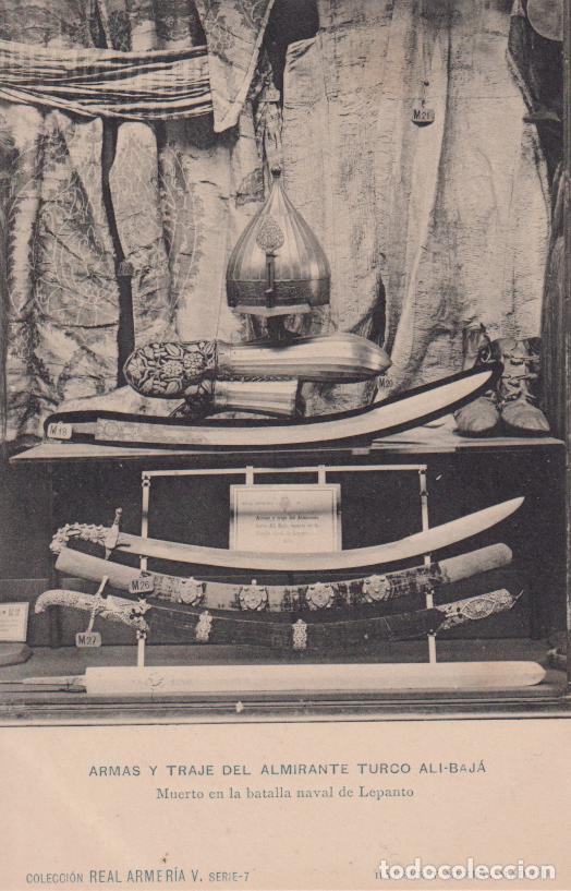 Postales: SERIE REAL ARMERIA V SERIE 7 - ARMAS Y TRAJE DEL ALMIRANTE TURCO ALI-BAJ&Aacute; - HAUSER Y MENET - S/C