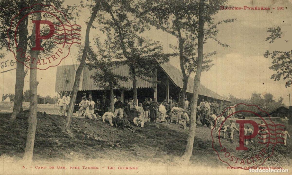 Postales: CAMP DE GER PRES TARBES LES CUISINES MILITAR. MILITAIRE.