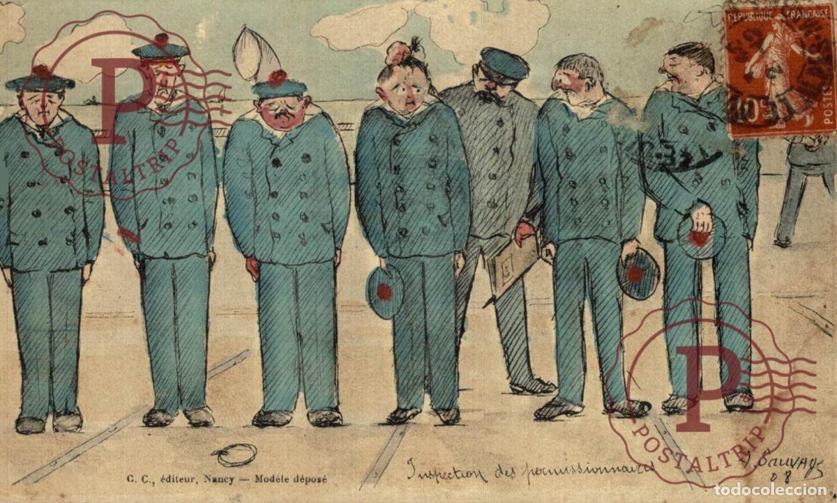 Postales: INSPECTION DES PERMISSIONNAIRES. A.SAUVAGS. MILITAR. MILITAIRE.