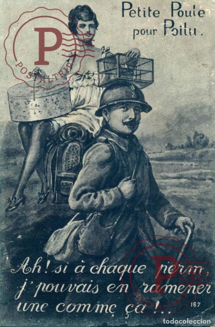 Postales: PETITE POULE POUR POILU. MILITAR. MILITAIRE.