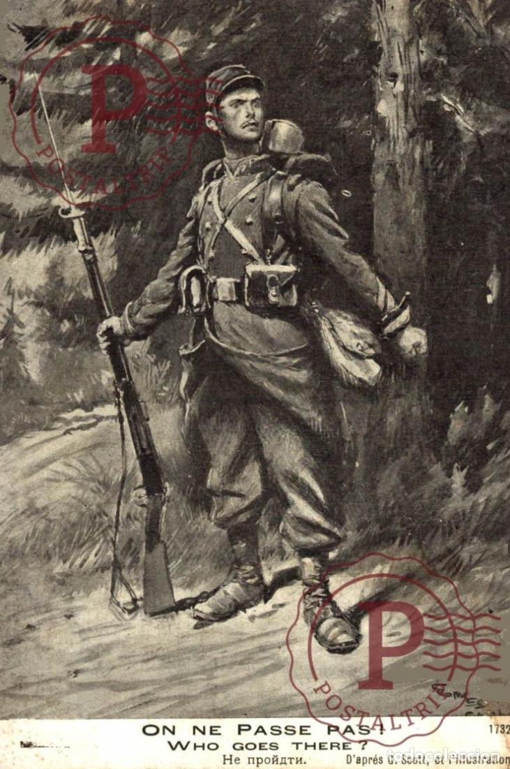 Postales: ON NE PASSE PAS! WHO GOES THERE? 1732. MILITAR. MILITAIRE.