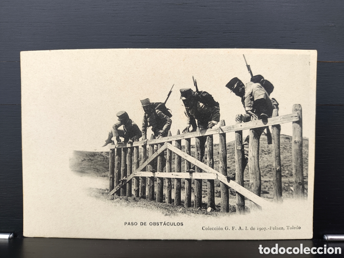 Postales: Antigua postal Paso de Obst&aacute;culos G.F.A.I. Academia Militar Toledo Ed. J. Pel&aacute;ez 1907