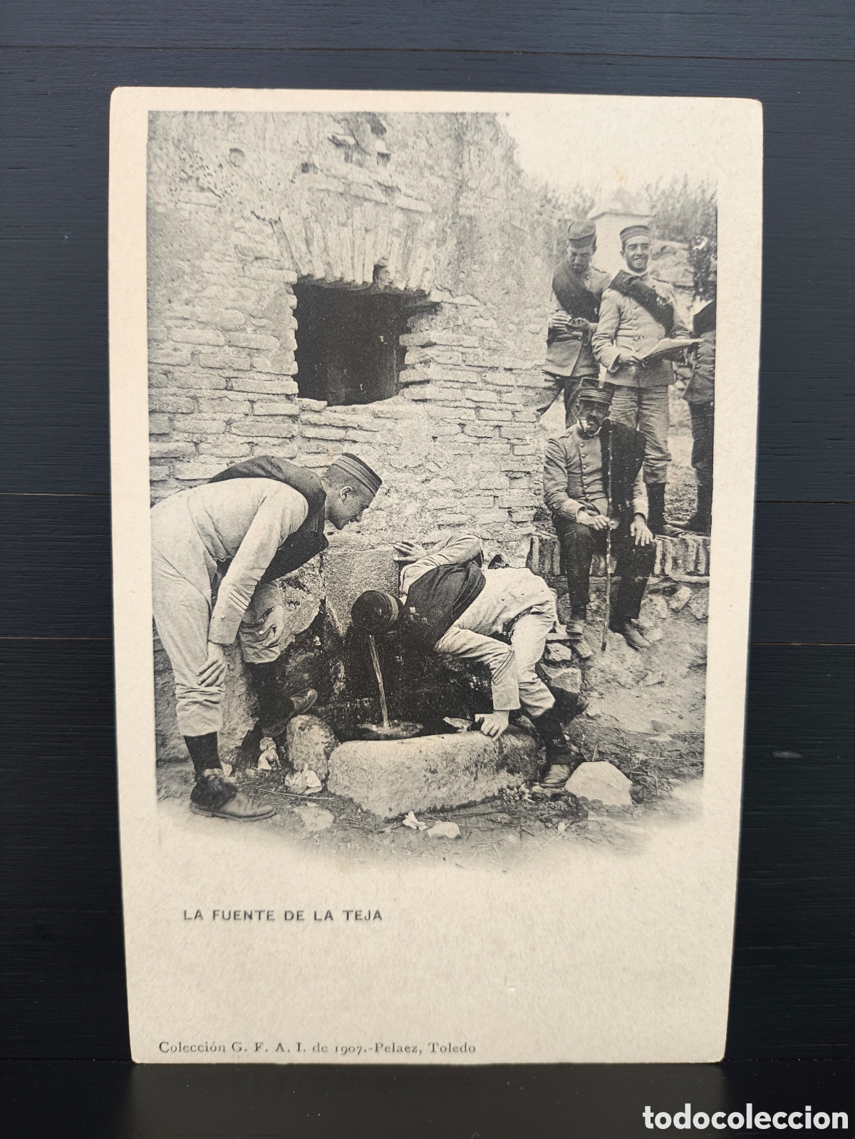 Postales: Antigua postal La Fuente de la Teja G.F.A.I. Academia Militar Toledo Ed. J. Pel&aacute;ez 1907
