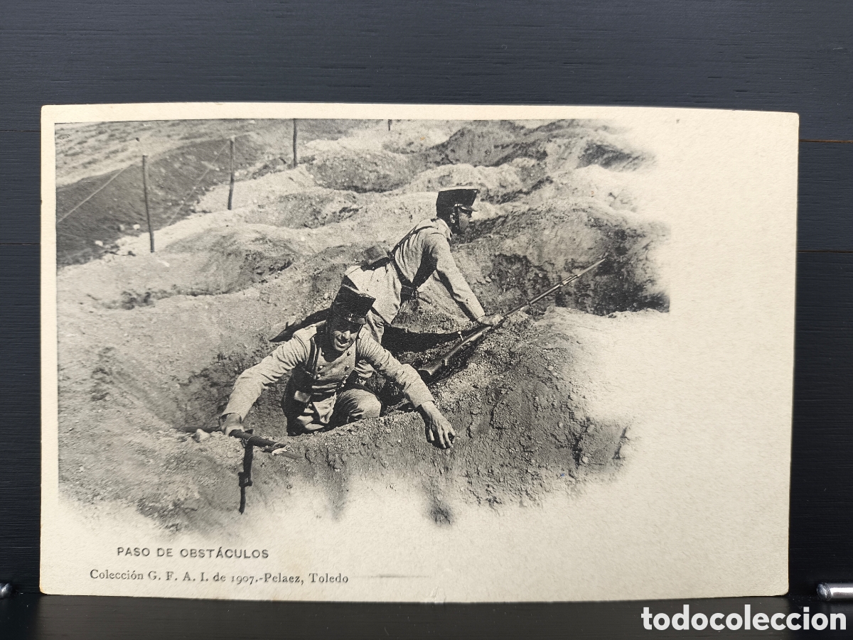 Postales: Antigua postal Paso de Obst&aacute;culos G.F.A.I. Academia Militar Toledo Ed. J. Pel&aacute;ez 1907