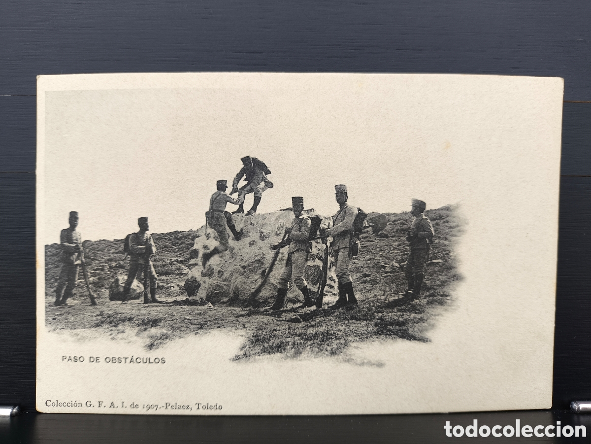 Postales: Antigua postal Paso de Obst&aacute;culos G.F.A.I. Academia Militar Toledo Ed. J. Pel&aacute;ez 1907