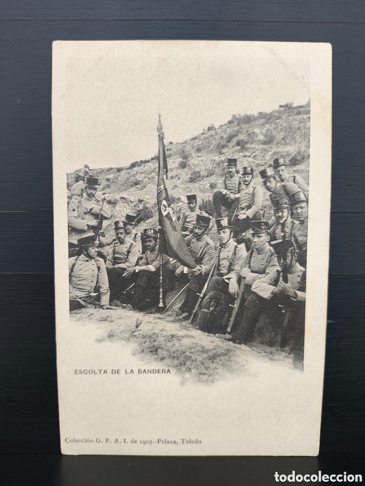 Postales: Antigua postal Escolta de la Bandera G.F.A.I. Academia Militar Toledo Ed. J. Pel&aacute;ez 1907