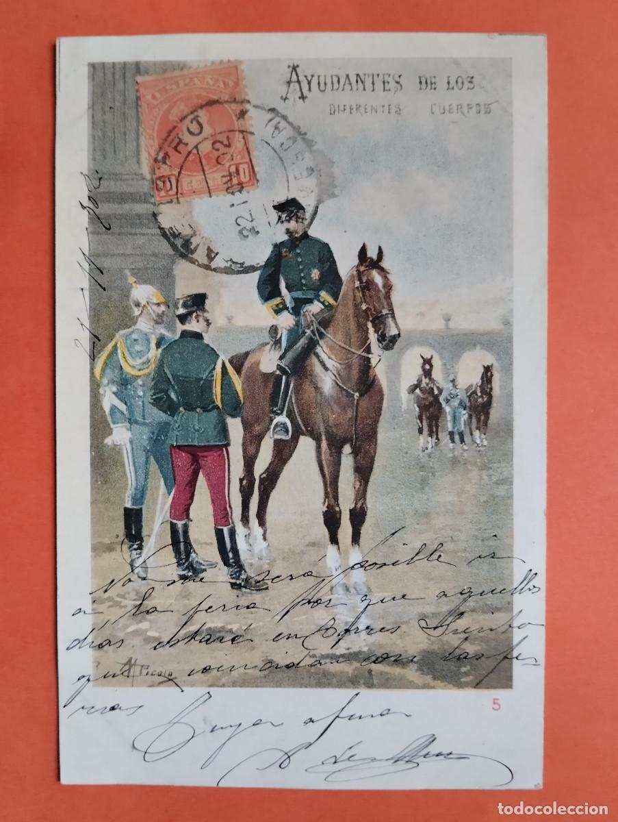 Cartoline: JHR - POSTAL MILITAR DIFERENTES CUERPOS. AL POETA HUESCA CRISTINO GASOS SAMITIER VER DESCRIPCION