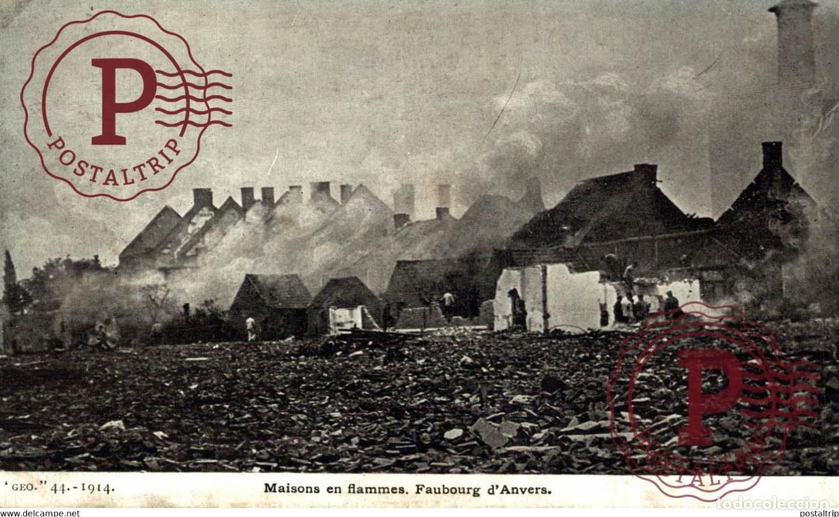 Postales: MAISONS EN FLAMMES, FAUBOURG DANVERS 1914 MILITARY MILITAIRE MILIT&Auml;R