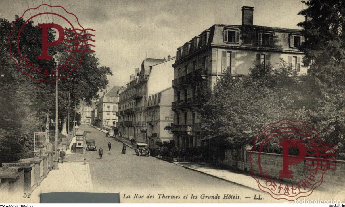 Postales: LA RUE DES THERMES ET LES GRANDS HOTELS *CUT, SEE THE SCAN* GUERRE WAR MILITAIRE MILIT&Auml;R