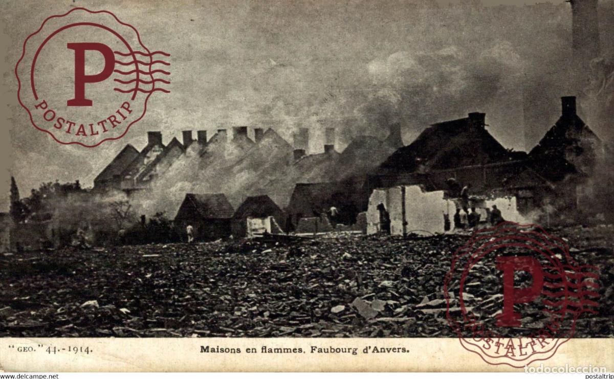 Postales: GEO 1914 MAISONS EN FLAMMES FAUBOURG DANVERS GUERRE WAR MILITAIRE MILIT&Auml;R