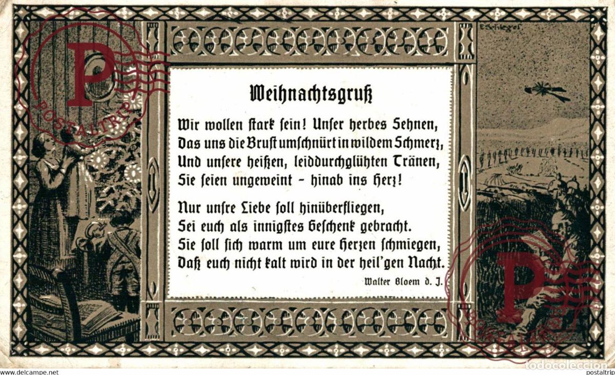 Postales: WEIHNACHTSGRUSS POEM BY WALTER BLOEM D.J Nr 196 WEIHNACHTSGRUSSE AN UNFERE ARIEGER MILITAIRE M