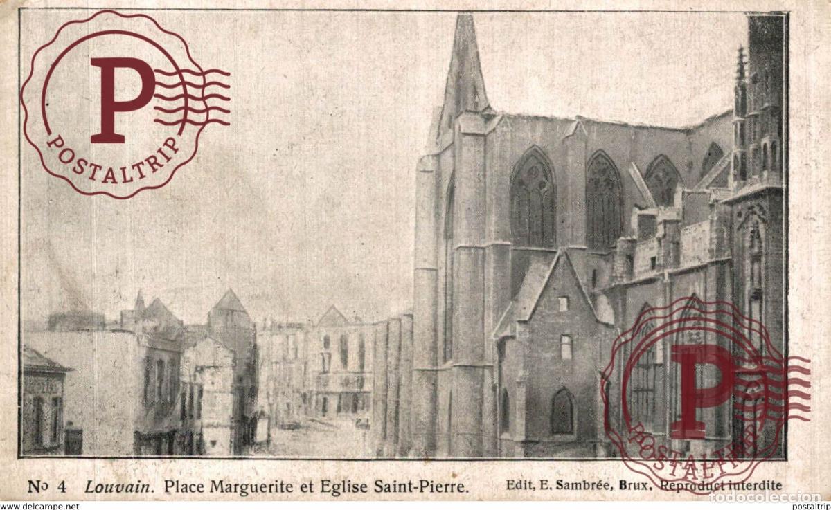 Postales: LOUVAIN PLACE MARGUERITE ET EGLISE SAINT PIERRE MILITARY MILITAIRE MILIT&Auml;R