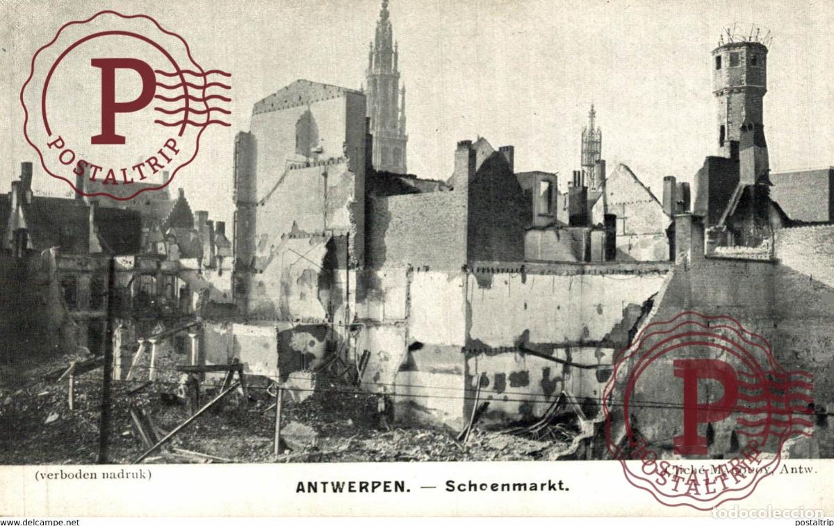 Postales: ANTWERPEN SCHOENMARKT AMBERES I WERELDOORLOG 1914 -1918 CLICH&Eacute; MAUQUOY MILITARY MILITAIRE MILIT&Auml;R