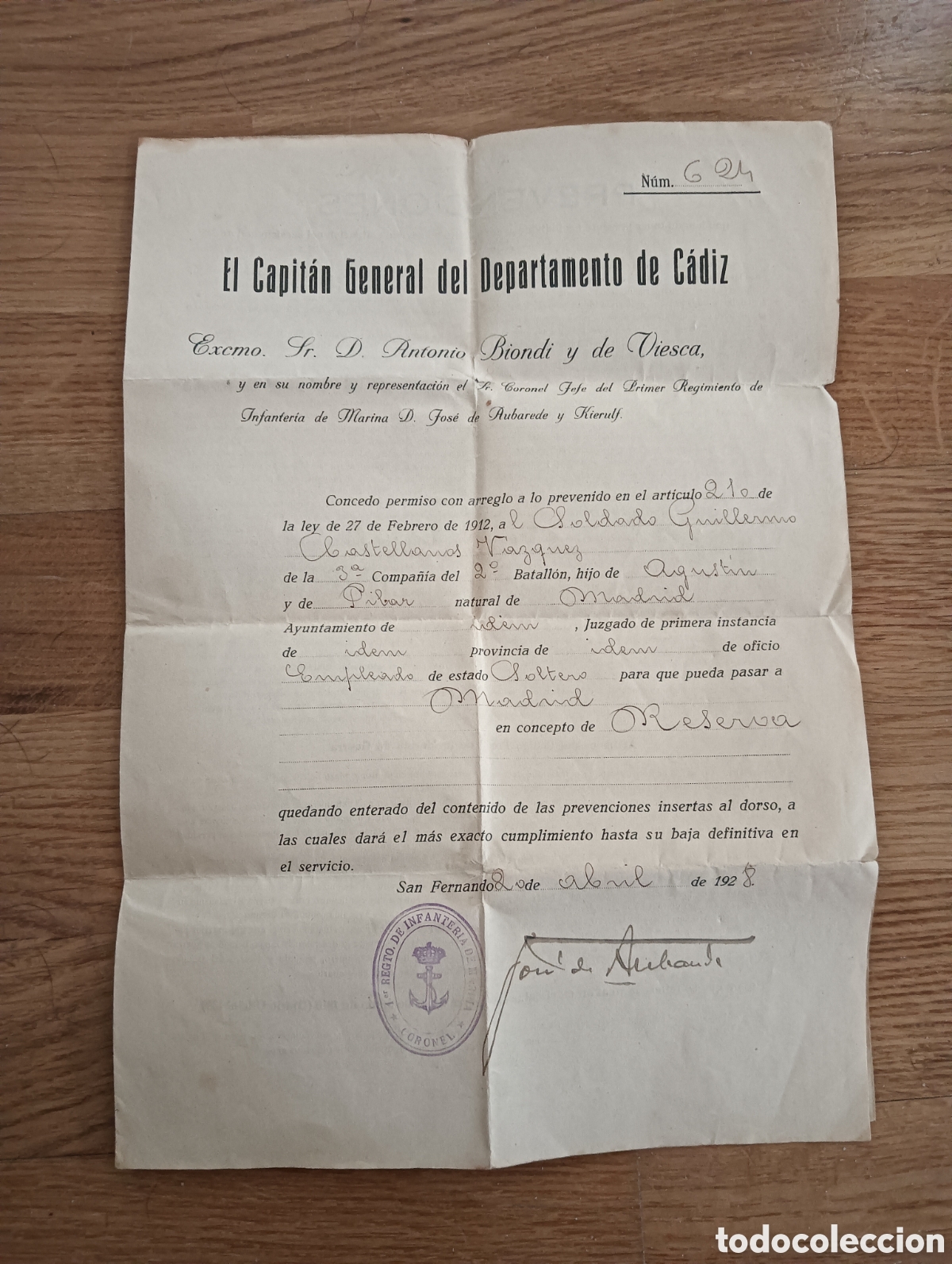 Postales: Antiguo permiso militar