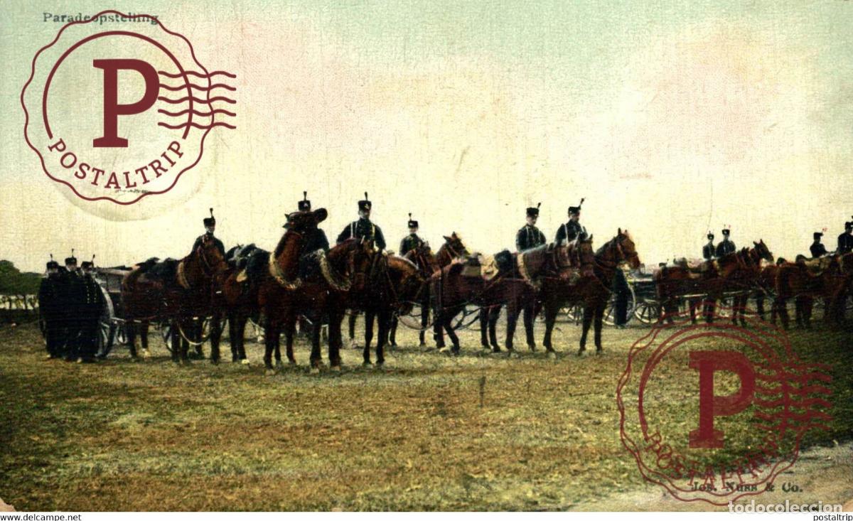 Cartes Postales: PARADEOPSTELLING. AUTEURSRECHT VERKEZERD OVEREENKOMSTIG 1881. MILITAIRE MILIT&Auml;R MILITARY