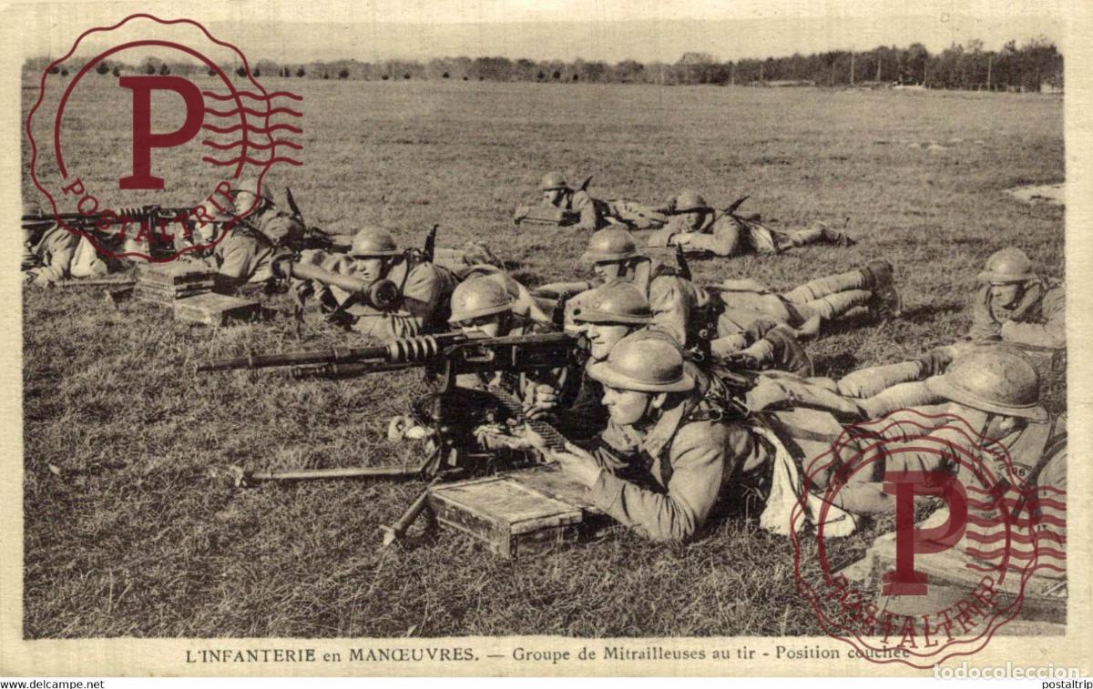 Cartes Postales: LINFANTERIE EN MANOEUVRES, GROUPE DE MITRAILLEUSES AU TIR, POSITION COUCH&Eacute;E. MILITAIRE MILIT&Auml;R MILI