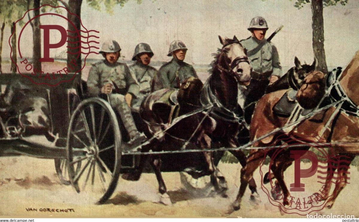 Cartes Postales: VAN GORSCHOT, VELD ARTILLERIE. STUKRIJDER EN KANONNIERS IN VELDTENUE. MILITAIRE MILIT&Auml;R MILITARY