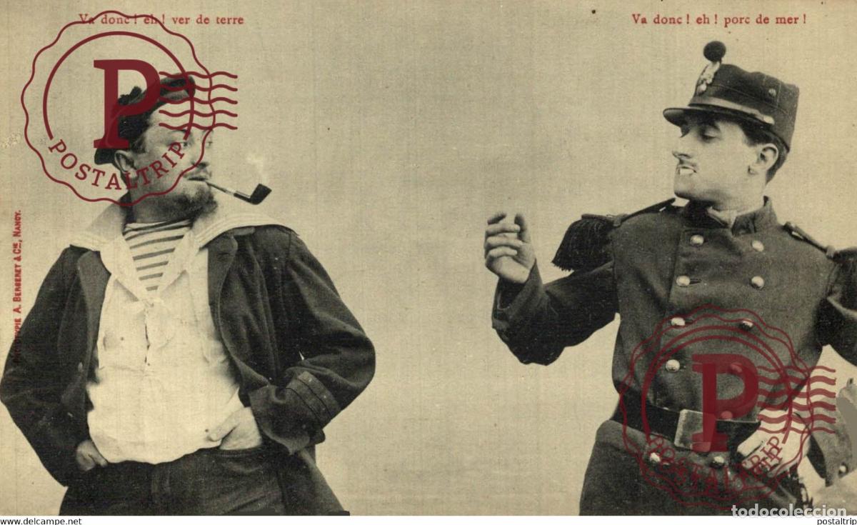 Cartes Postales: PHOTOTYPIE A. BERGERET & CIE, NANCY. VA DONC! EH! VER DE TERRE. MILITAIRE MILIT&Auml;R MILITARY