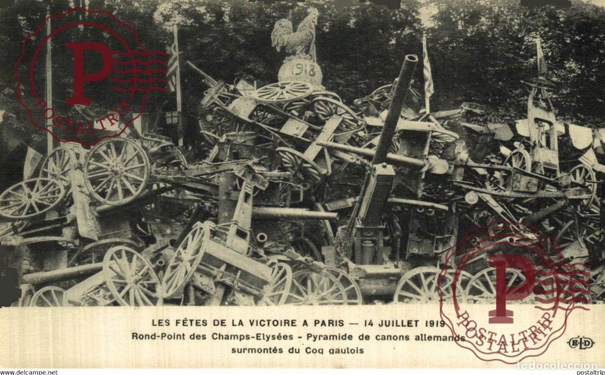 Postais: LES FETES DE LA VICTOIER A PARIS 14 JUILLET 1919 ROND POINT DES CHAMPS ELYS&Eacute;ES MILITAIRE MILIT&Auml;R MIL