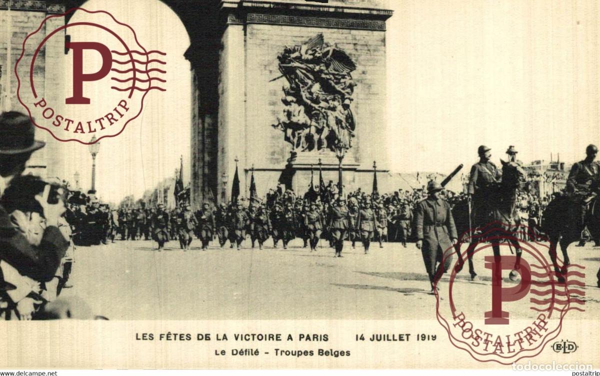 Postais: LES FETES DE LA VICTOIER A PARIS 14 JUILLET 1919 AVANT LE DEFILE TROUPES BELGES MILITAIRE MILIT&Auml;R MI
