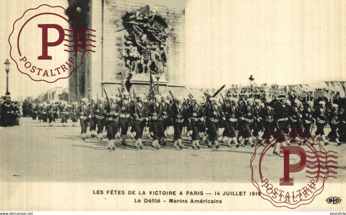 Postales: LES FETES DE LA VICTOIER A PARIS 14 JUILLET 1919 AVANT LE DEFILE MARINS AMERICAINS MILITAIRE MILIT&Auml;R