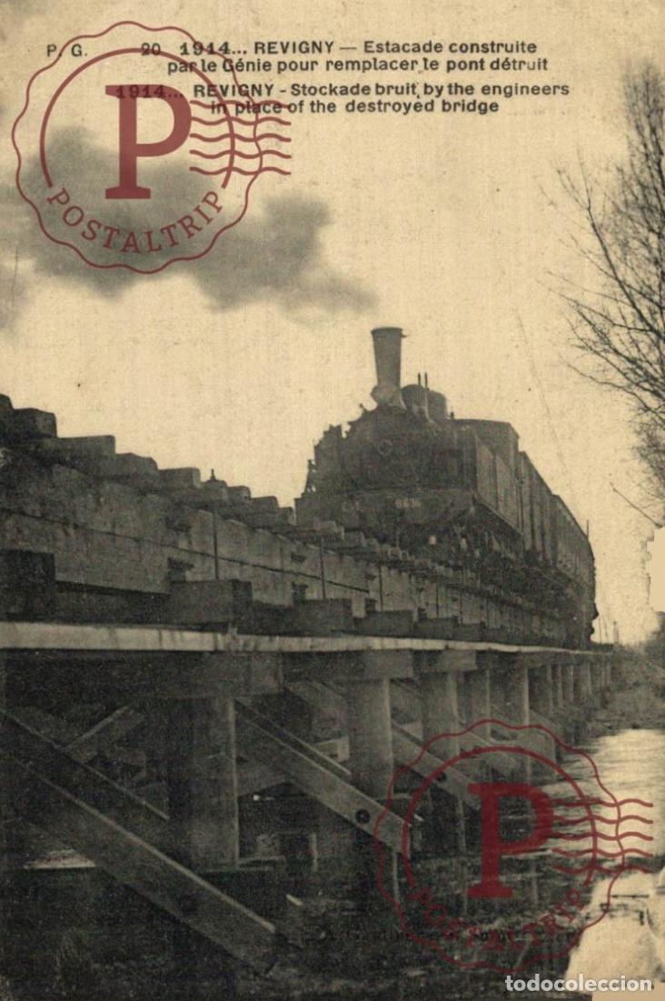 Postales: GUERRE 1914. REVIGNY - Estacade construite par le G&eacute;nie pour remplacr le Pont d&eacute;truit