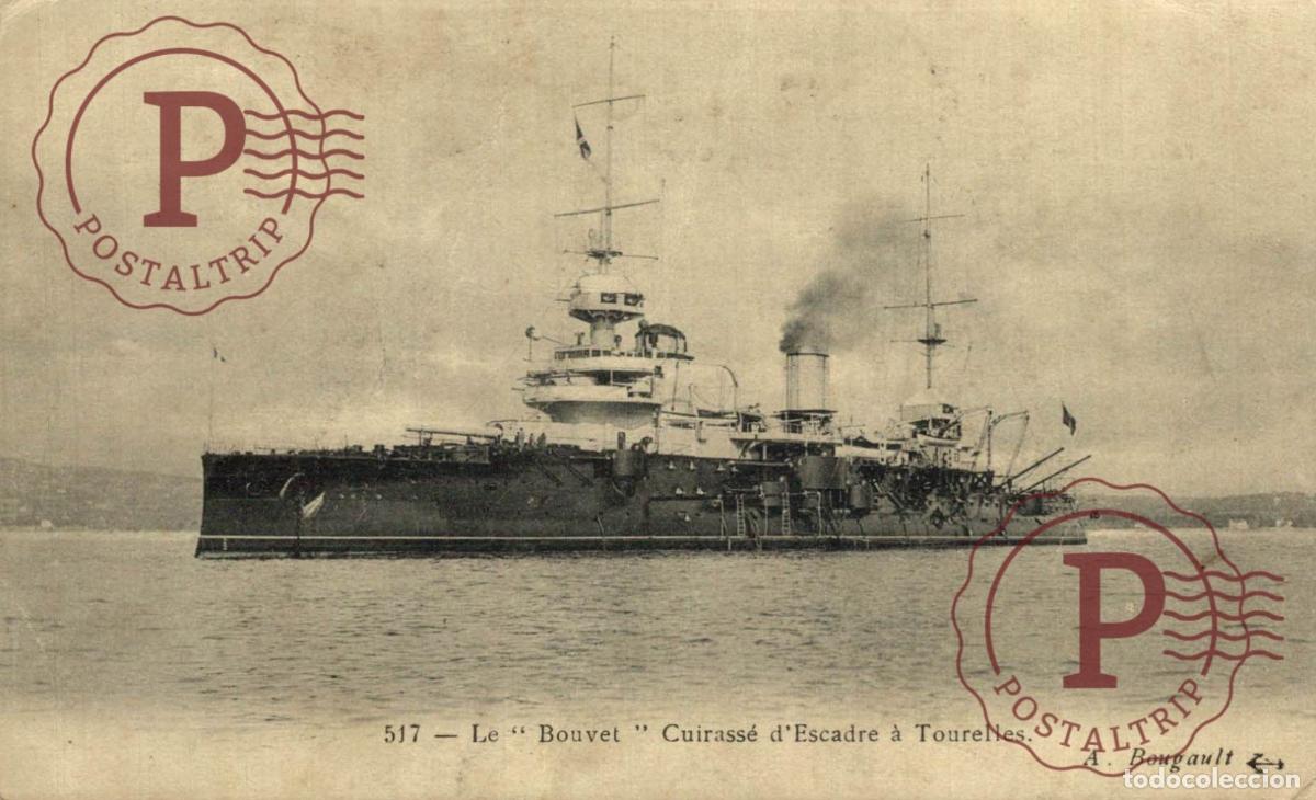 Postales: LE BOUVET CUIRASSE DESCADRE A TOURELLES. BARCO BATEAU
