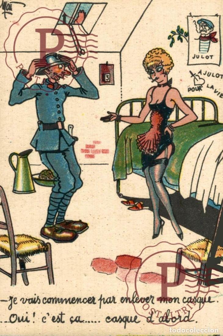 Postales: ILUSTRADA. ILLUSTREE. MILITAR. MILITAIRE. JE VAIS COMMENCER PAR ENLEVER MON CASQUE...