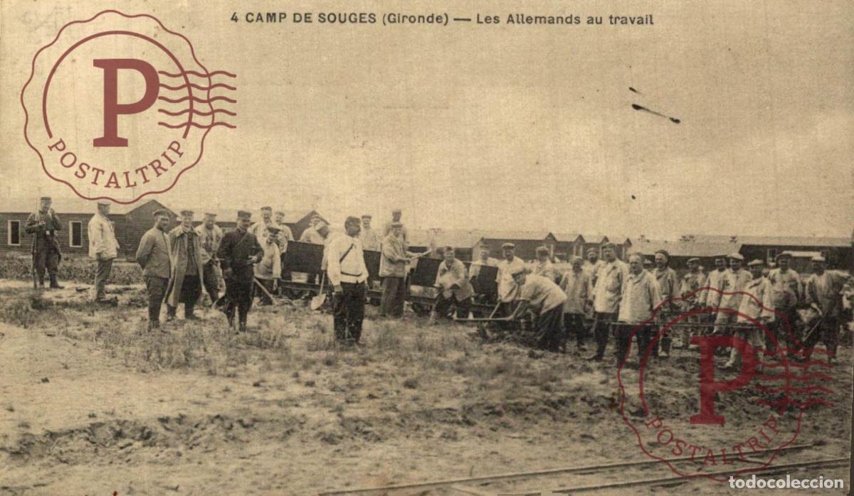 Postales: CAMP DE SOUGES - SOUGE- LES ALLEMANDS SE RENDANT AU TRAVAIL. MILITAR. MILITAIRE.