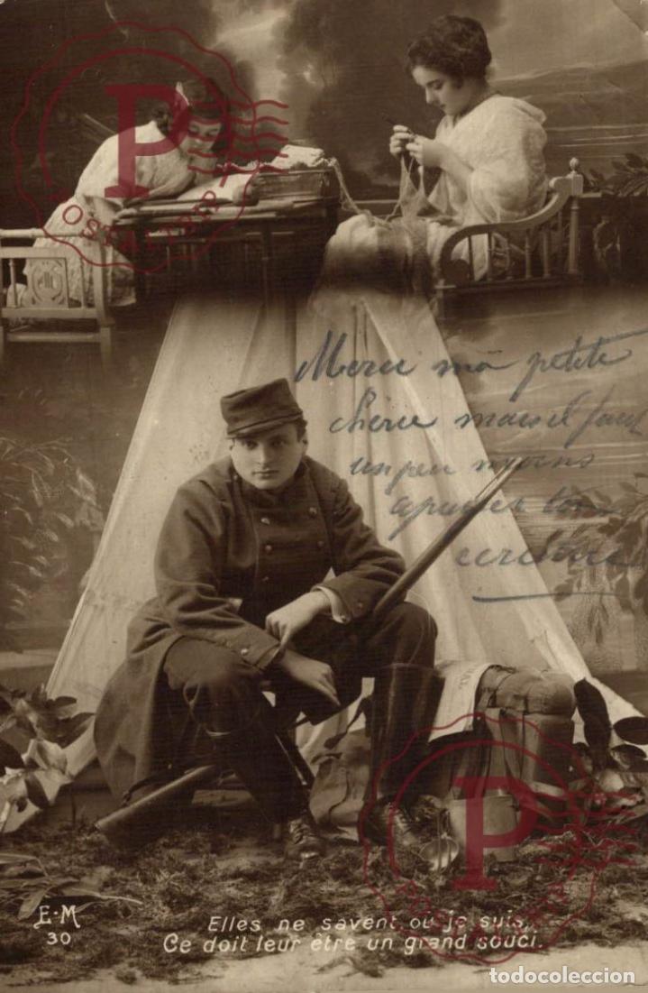 Postkarten: ELLE NE SAVENT OU JE SUIS. MILITAR. MILITAIRE.