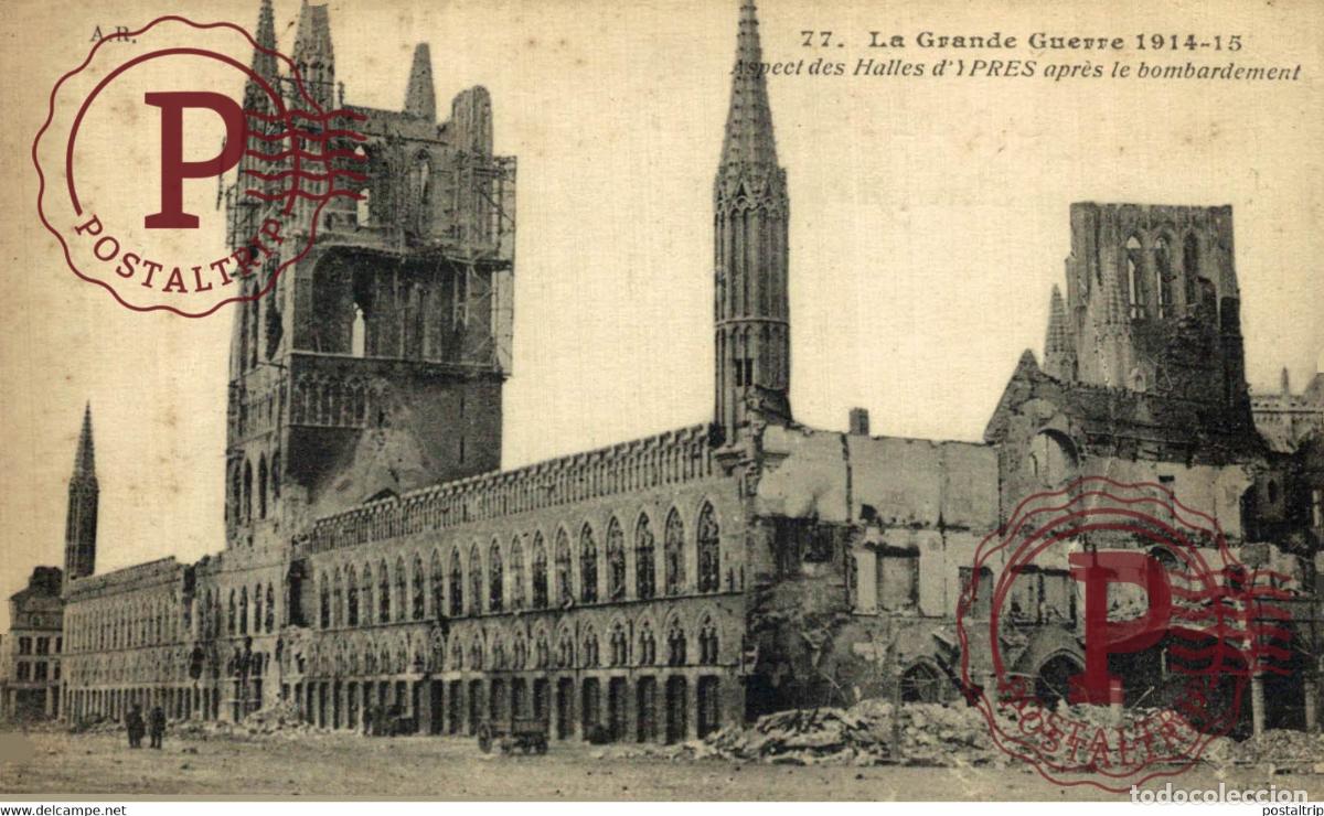 Postales: Aspeet Halles dYpres apr&eacute;s le bombardement MILITARY MILITAIRE MILIT&Auml;R