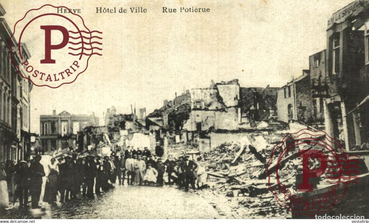 Postales: Herve Hotel de Ville Rue Potierue MILITARY MILITAIRE MILIT&Auml;R