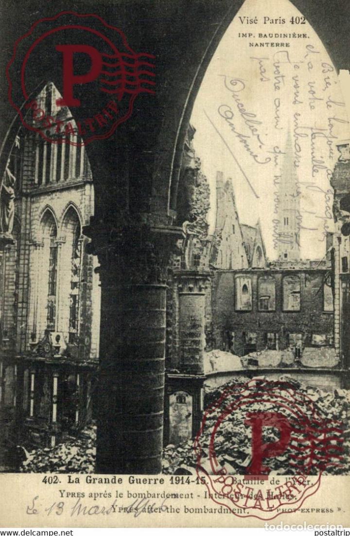 Postales: LA GRANDE GUERRE 1914-15 BATAILLE DE LYSER YPRES APR&Egrave;S LE BOMBARDEMENT INT&Eacute;RIEUR DES HALLES MILITA