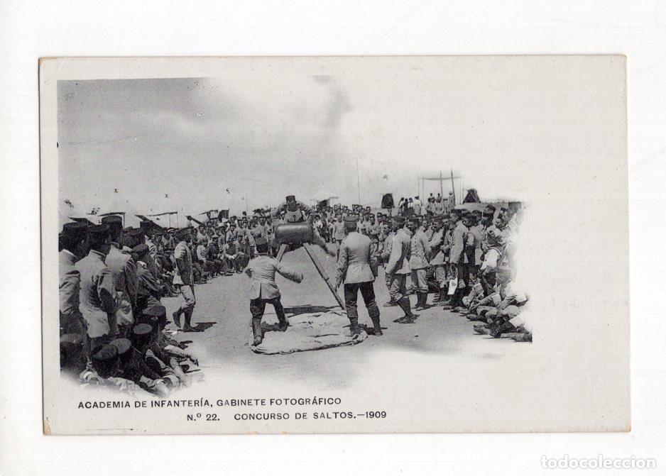 Postales: ACADEMIA DE INFANTER&Iacute;A.- GABINETE FOTOGR&Aacute;FICO &Nu;.22. CONCURSO DE SALTOS.- 1909.
