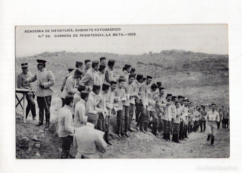 Postales: ACADEMIA DE INFANTER&Iacute;A, GABINETE FOTOGR&Aacute;FICO N.&ordm;24. CARRERA DE RESISTENCIA, LA META.- 1909.
