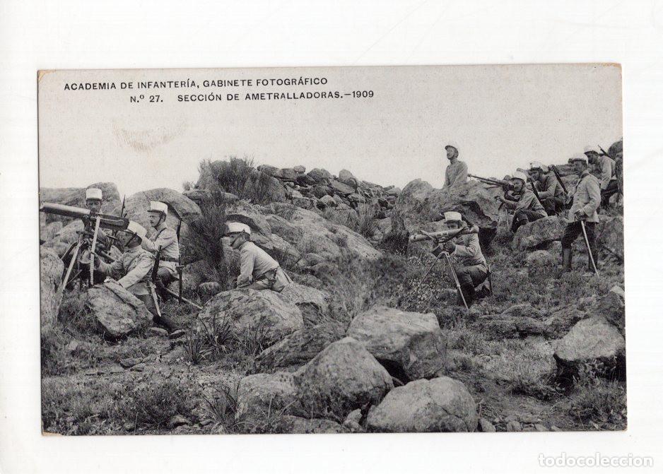 Postales: ACADEMIA DE INFANTER&Iacute;A, GABINETE FOTOGR&Aacute;FICO &Nu;. 27. SECCI&Oacute;N DE AMETRALLADORAS.- 1909