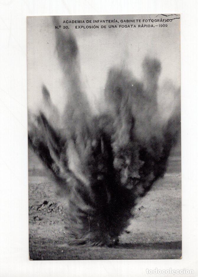 Postales: ACADEMIA DE INFANTER&Iacute;A, GABINETE FOTOGR&Aacute;FICO EXPLOSI&Oacute;N DE UNA FOGATA R&Aacute;PIDA.-1909 N.&deg; 30.